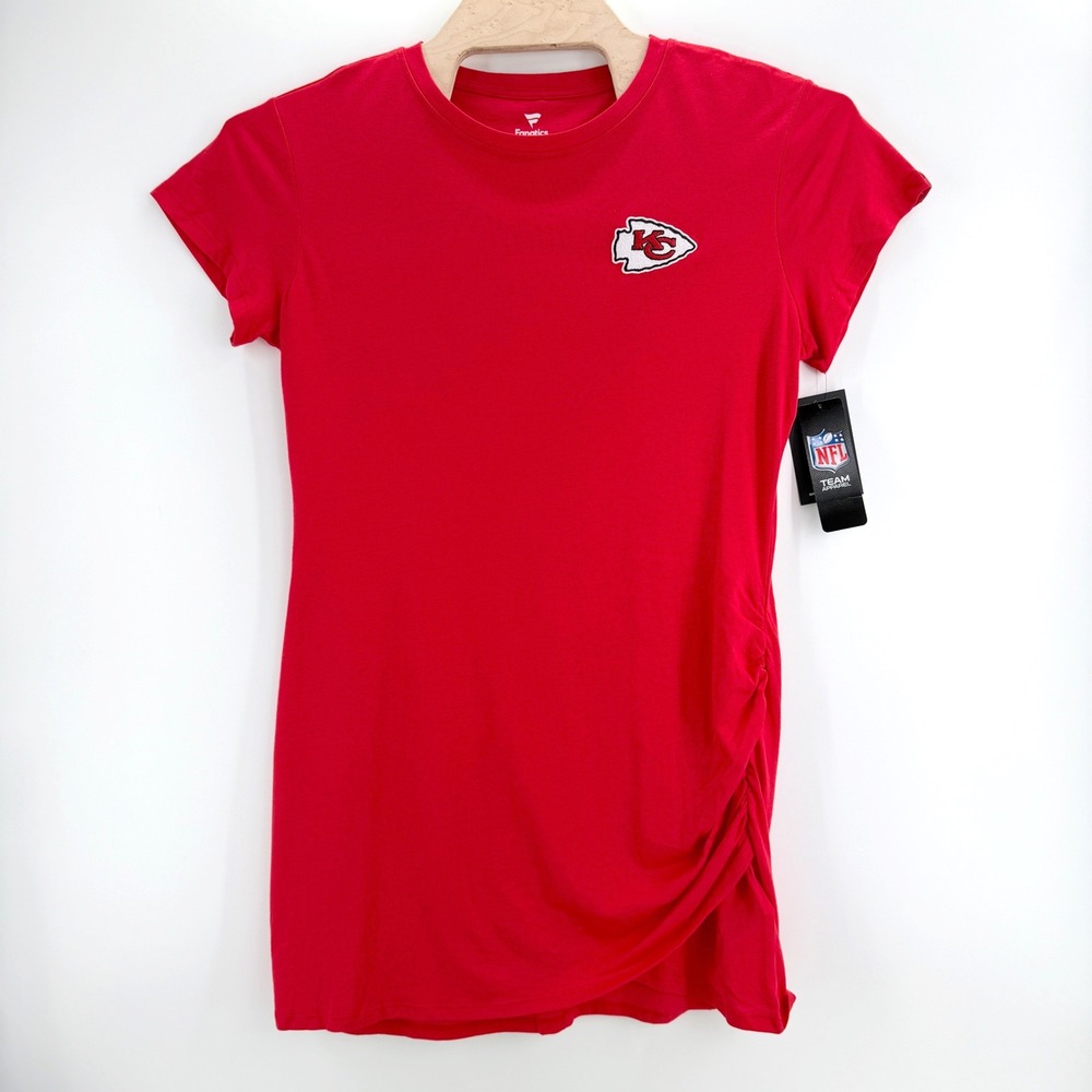 Kansas City Chiefs Dress Large Taylor Swift Cotton Red Ruched Game Day NFL NEW